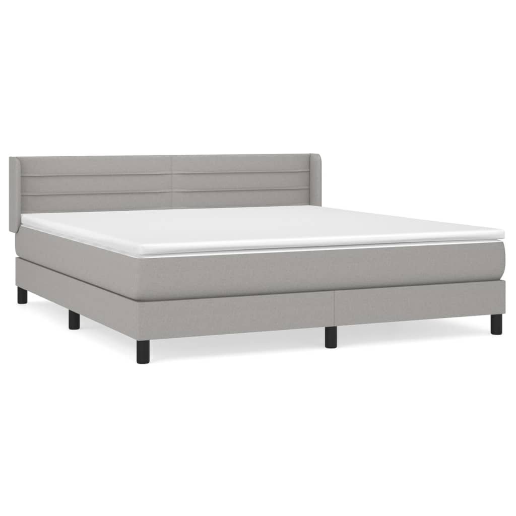 vidaXL Κρεβάτι Boxspring με Στρώμα Ανοιχτό Γκρι 180x200 εκ. Υφασμάτινο