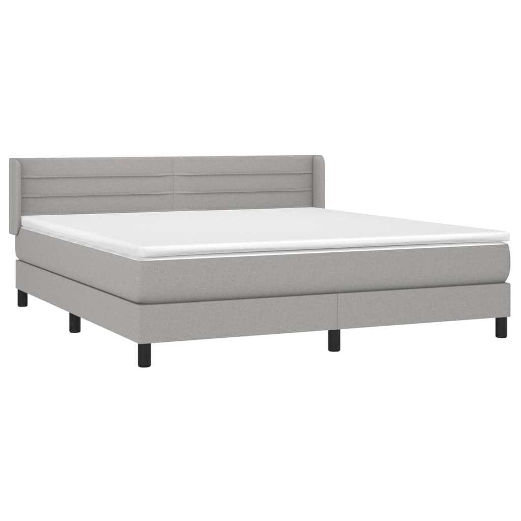 vidaXL Κρεβάτι Boxspring με Στρώμα Ανοιχτό Γκρι 180x200 εκ. Υφασμάτινο