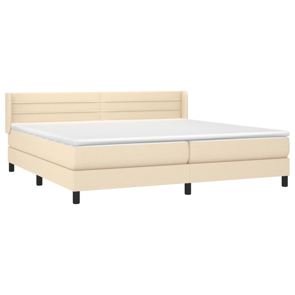 vidaXL Κρεβάτι Boxspring με Στρώμα Κρεμ 200x200 εκ. Υφασμάτινο
