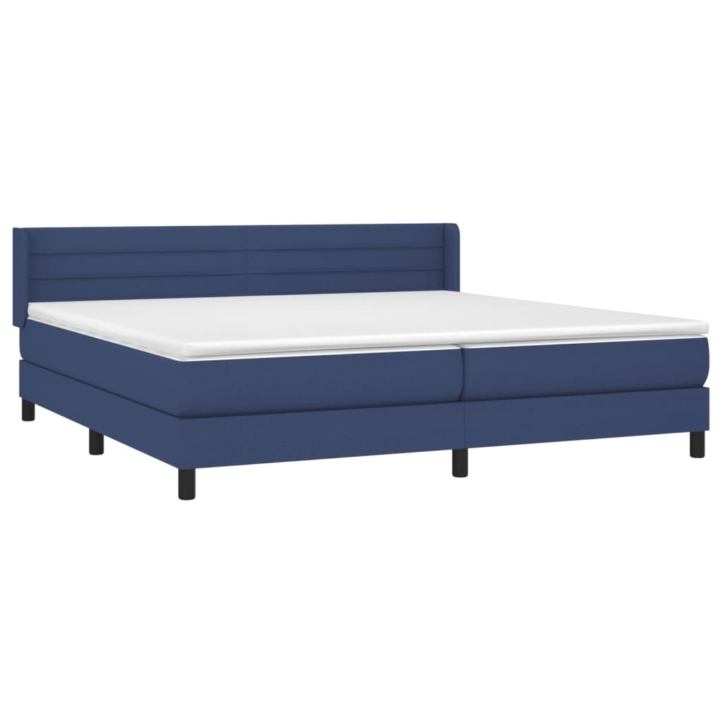 vidaXL Κρεβάτι Boxspring με Στρώμα Μπλε 200x200 εκ. Υφασμάτινο