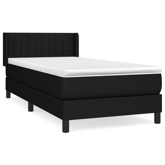 vidaXL Κρεβάτι Boxspring με Στρώμα Μαύρο 90x190 εκ.Υφασμάτινο
