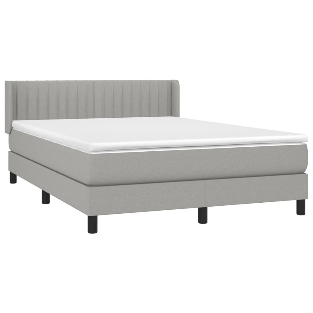vidaXL Κρεβάτι Boxspring με Στρώμα Ανοιχτό Γκρι 140x190 εκ. Υφασμάτινο
