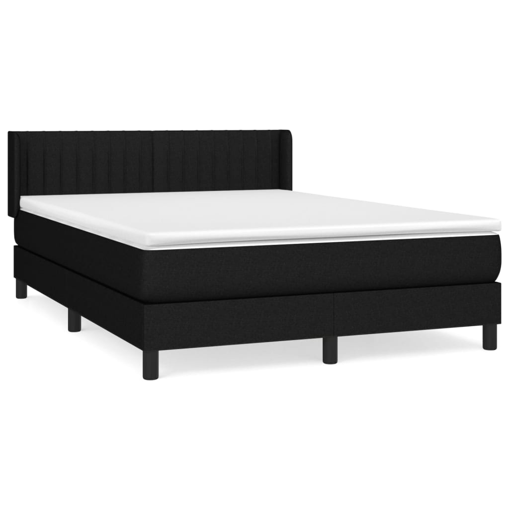 vidaXL Κρεβάτι Boxspring με Στρώμα Μαύρο 140x190 εκ. Υφασμάτινο