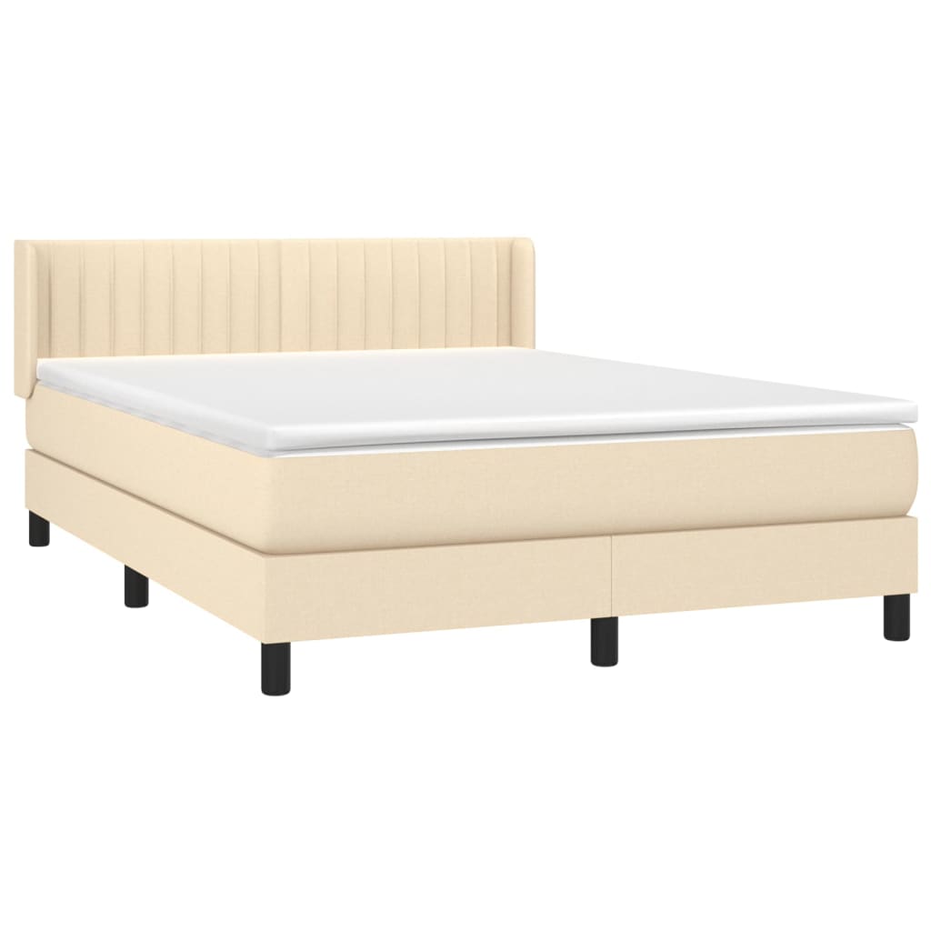 vidaXL Κρεβάτι Boxspring με Στρώμα Κρεμ 140x200 εκ. Υφασμάτινο