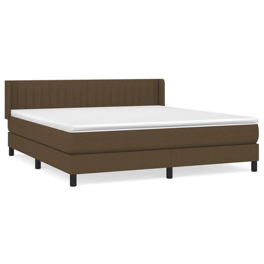 vidaXL Κρεβάτι Boxspring με Στρώμα Σκούρο Καφέ 160x200 εκ Υφασμάτινο