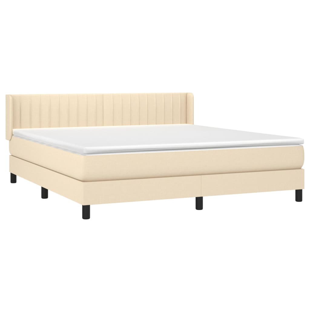 vidaXL Κρεβάτι Boxspring με Στρώμα Κρεμ 160x200 εκ. Υφασμάτινο