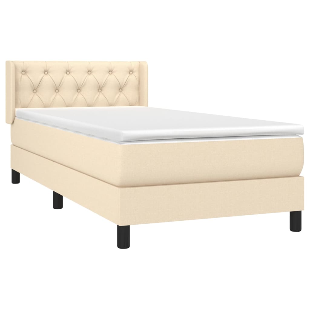 vidaXL Κρεβάτι Boxspring με Στρώμα Κρεμ 80 x 200 εκ. Υφασμάτινο