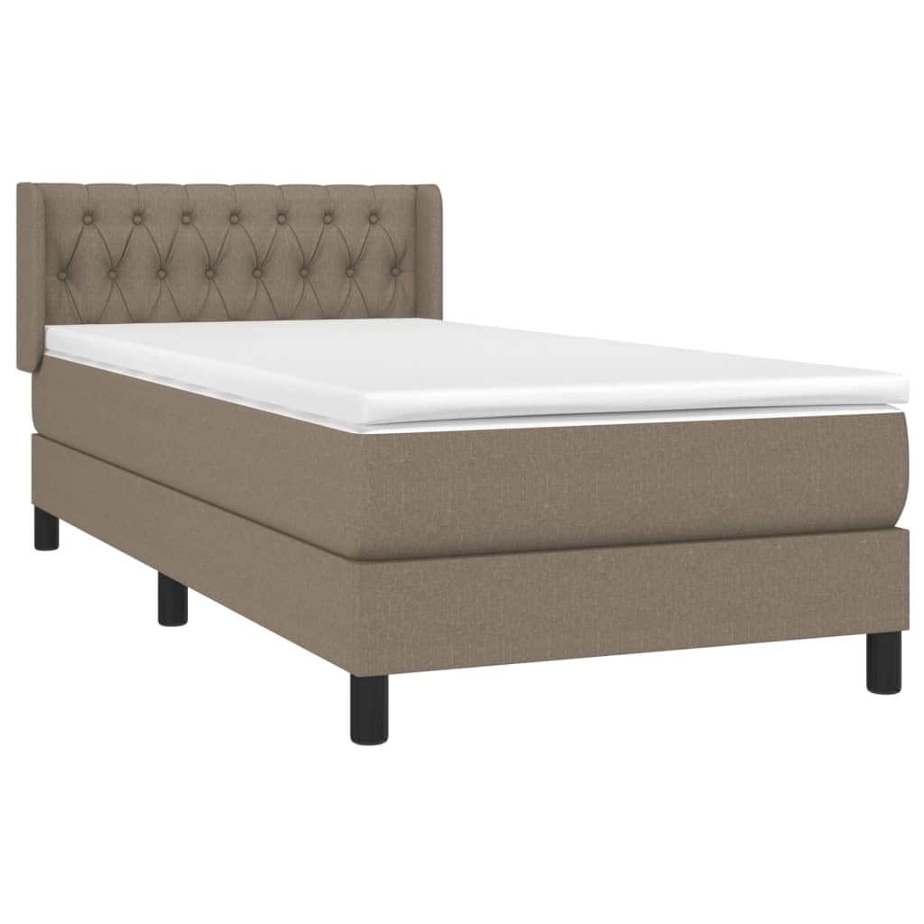 vidaXL Κρεβάτι Boxspring με Στρώμα Taupe 100 x 200 εκ. Υφασμάτινο