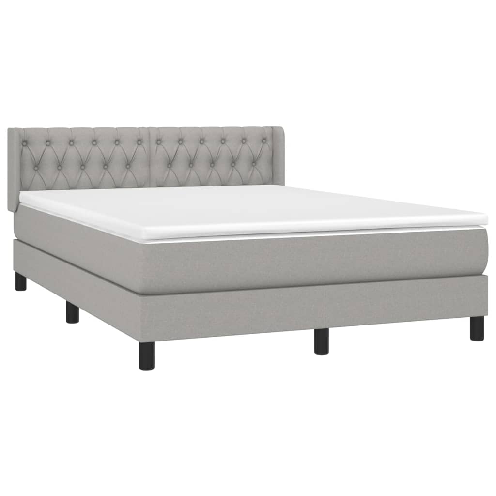 vidaXL Κρεβάτι Boxspring με Στρώμα Ανοιχτό Γκρι 140x200 εκ. Υφασμάτινο