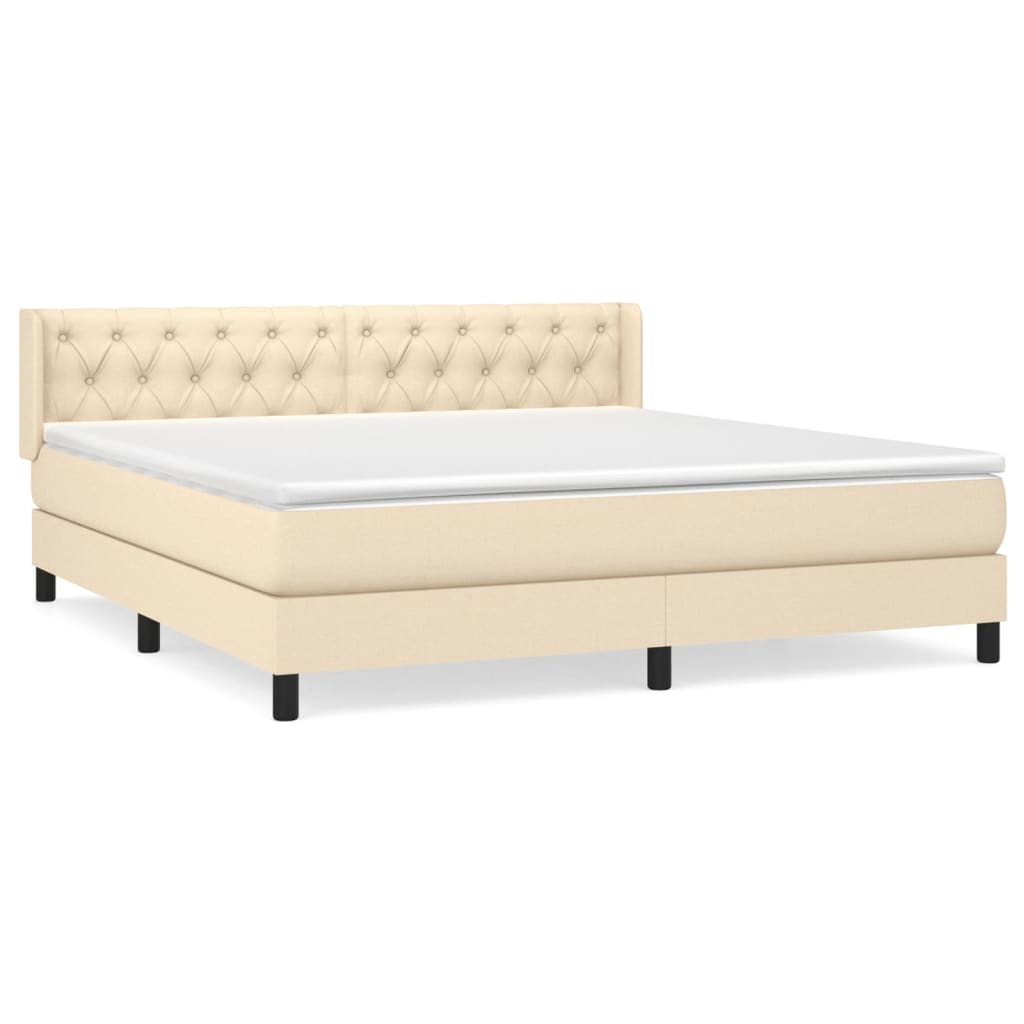 vidaXL Κρεβάτι Boxspring με Στρώμα Κρεμ 160x200 εκ. Υφασμάτινο