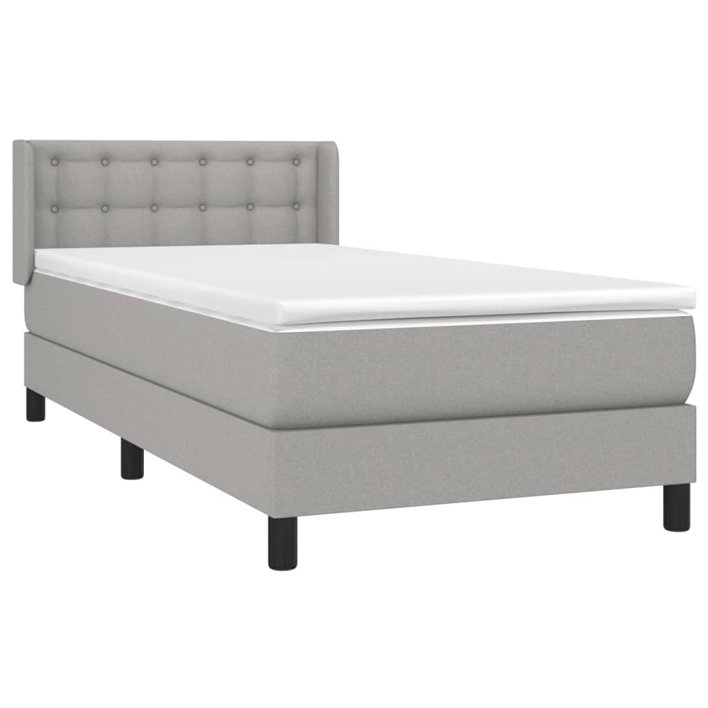 vidaXL Κρεβάτι Boxspring με Στρώμα Ανοιχτό Γκρι 80x200 εκ. Υφασμάτινο