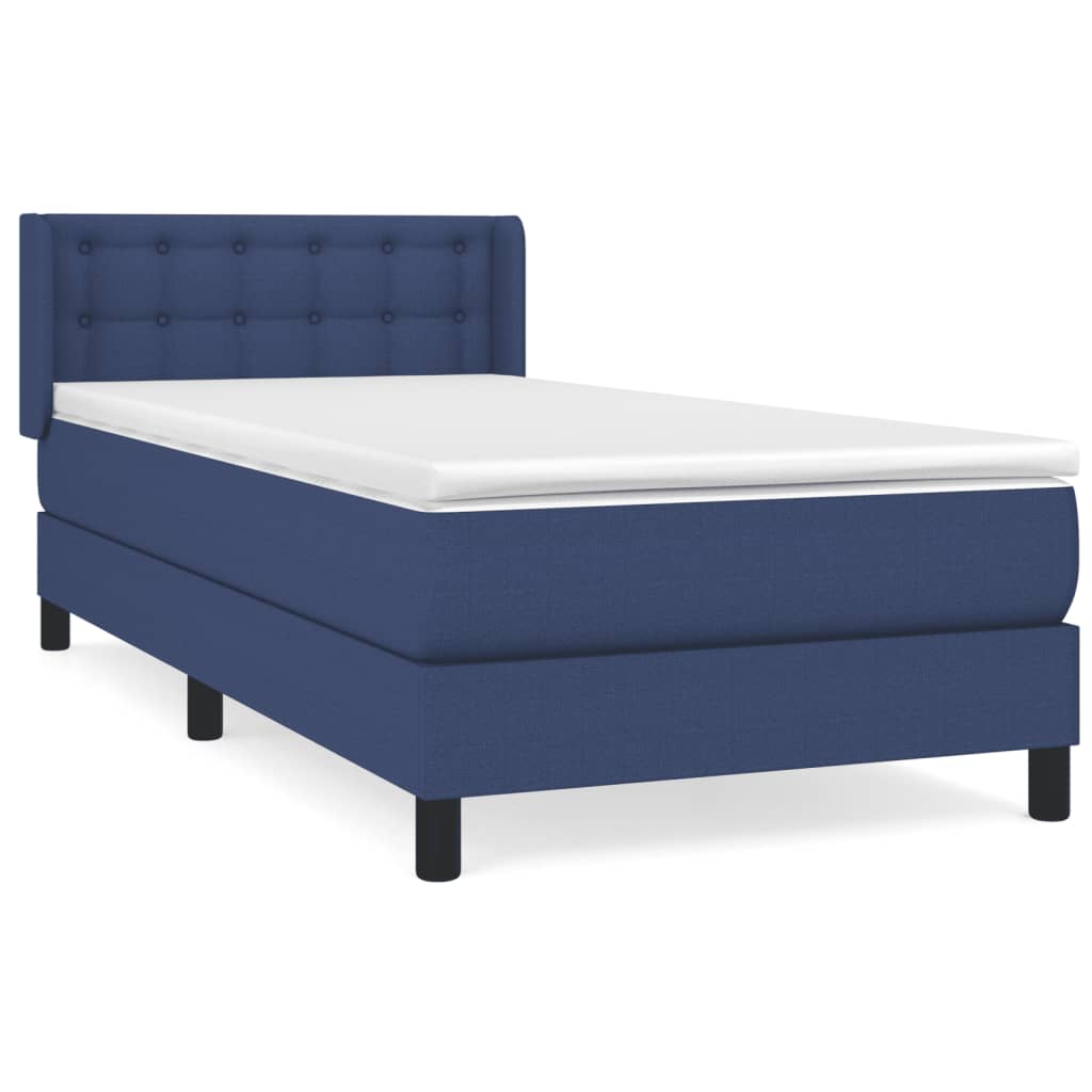 vidaXL Κρεβάτι Boxspring με Στρώμα Μπλε 80x200 εκ. Υφασμάτινο