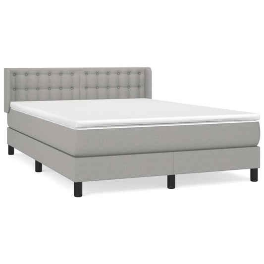 vidaXL Κρεβάτι Boxspring με Στρώμα Ανοιχτό Γκρι 140x190 εκ. Υφασμάτινο