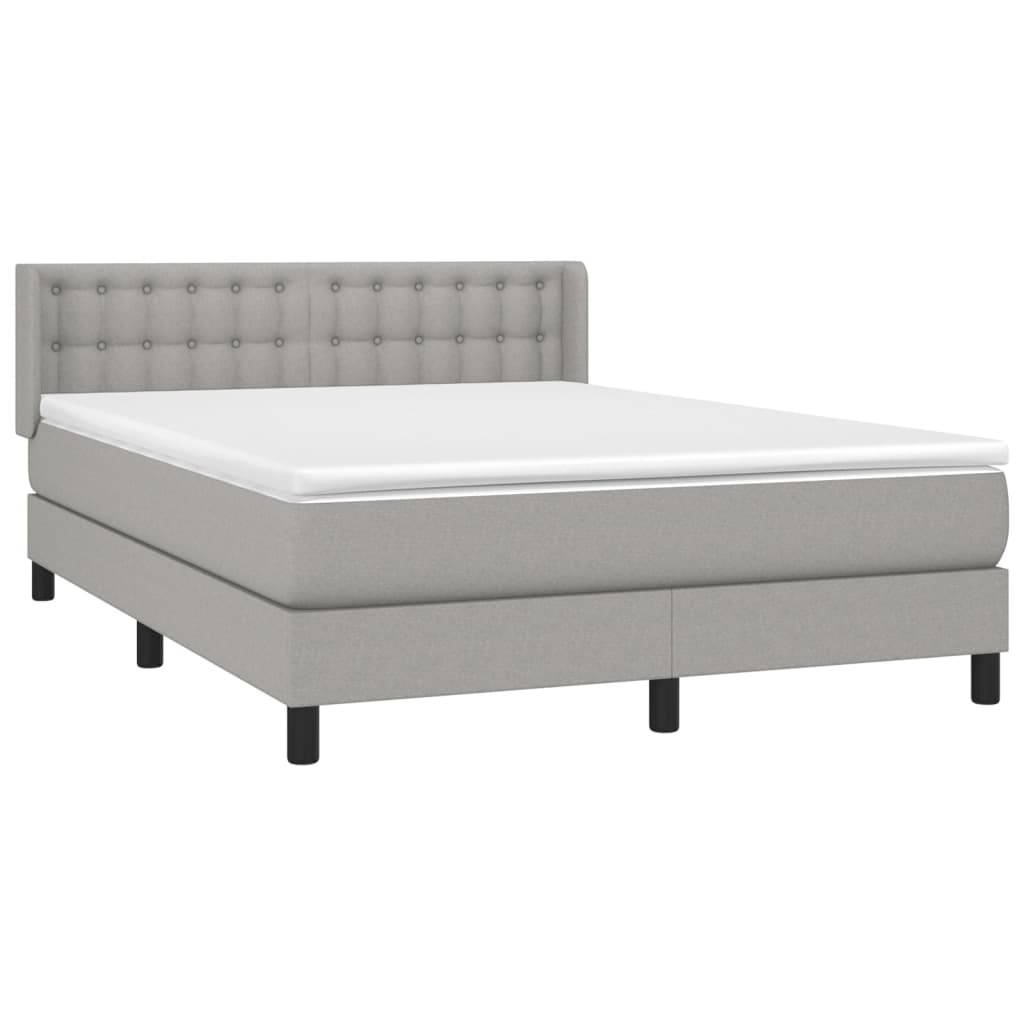vidaXL Κρεβάτι Boxspring με Στρώμα Ανοιχτό Γκρι 140x190 εκ. Υφασμάτινο