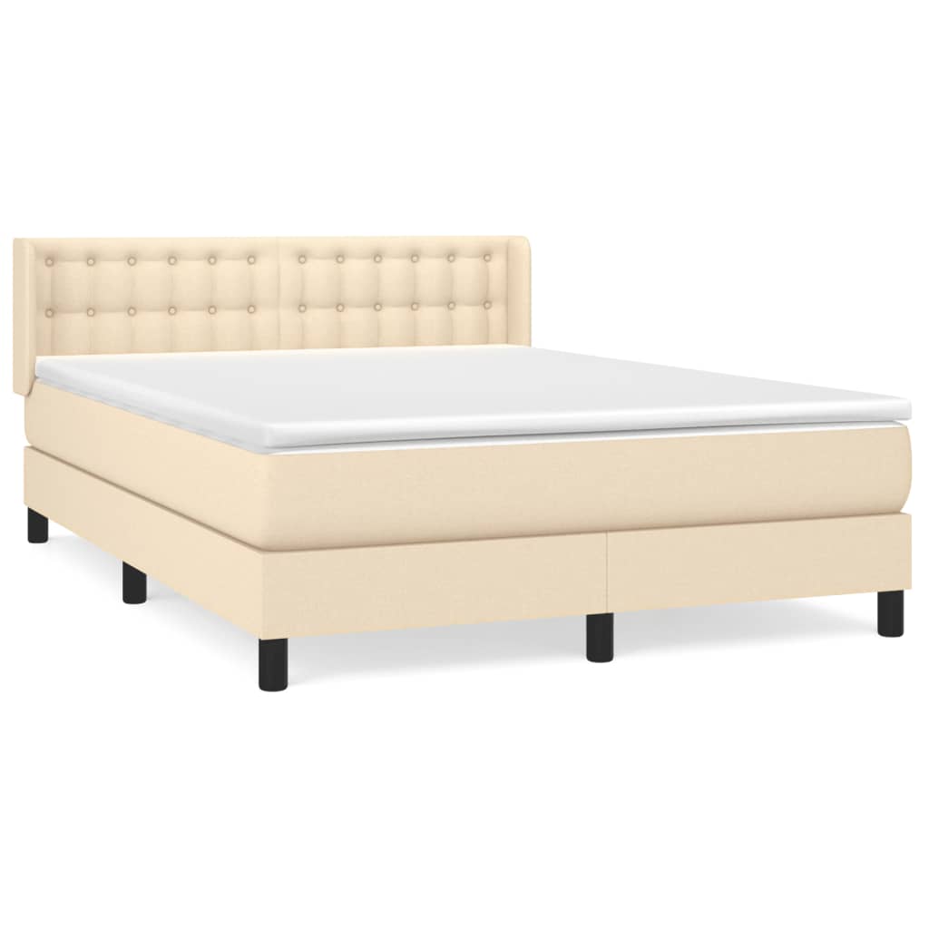 vidaXL Κρεβάτι Boxspring με Στρώμα Κρεμ 140x190 εκ. Υφασμάτινο
