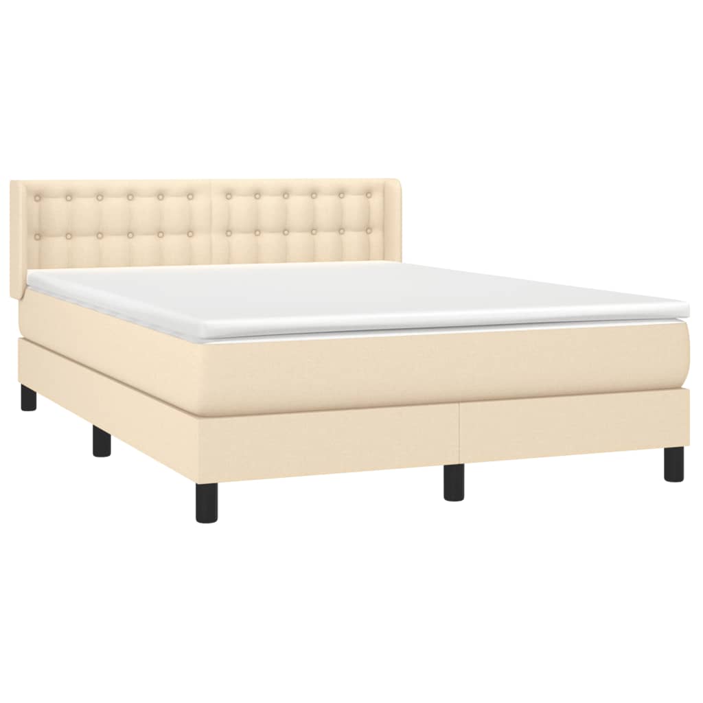 vidaXL Κρεβάτι Boxspring με Στρώμα Κρεμ 140x190 εκ. Υφασμάτινο