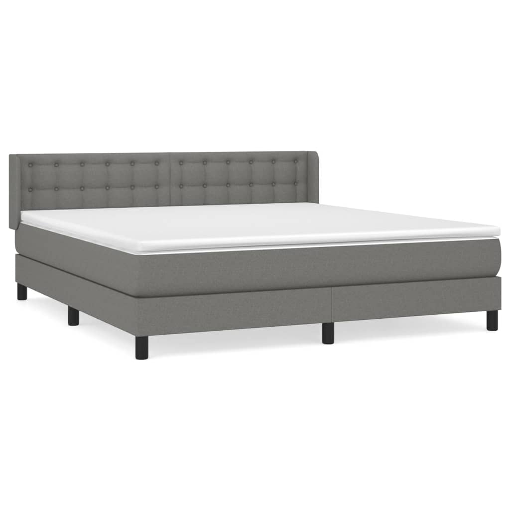 vidaXL Κρεβάτι Boxspring με Στρώμα Σκούρο Γκρι 160x200 εκ Υφασμάτινο