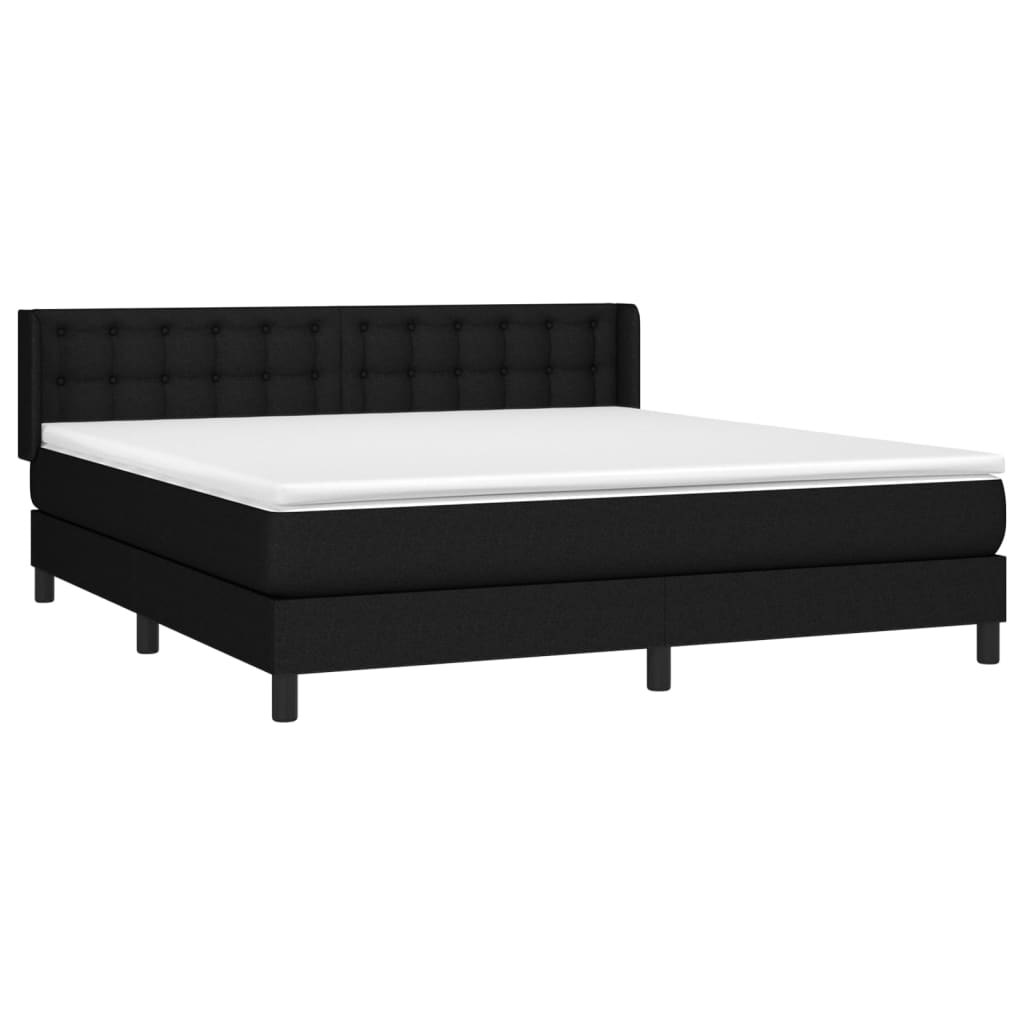 vidaXL Κρεβάτι Boxspring με Στρώμα Μαύρο 160x200 εκ. Υφασμάτινο