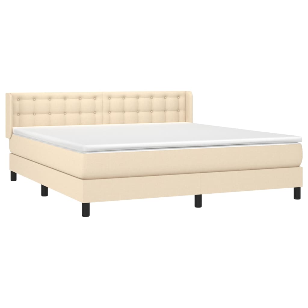 vidaXL Κρεβάτι Boxspring με Στρώμα Κρεμ 180x200 εκ. Υφασμάτινο