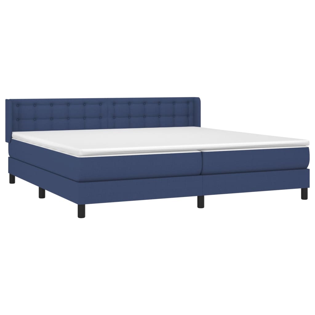 vidaXL Κρεβάτι Boxspring με Στρώμα Μπλε 200x200 εκ. Υφασμάτινο