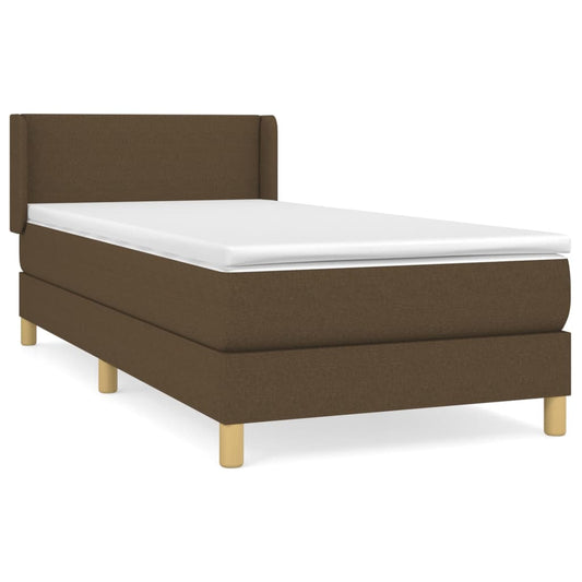 vidaXL Κρεβάτι Boxspring με Στρώμα Σκούρο Καφέ 80x200 εκ. Υφασμάτινο