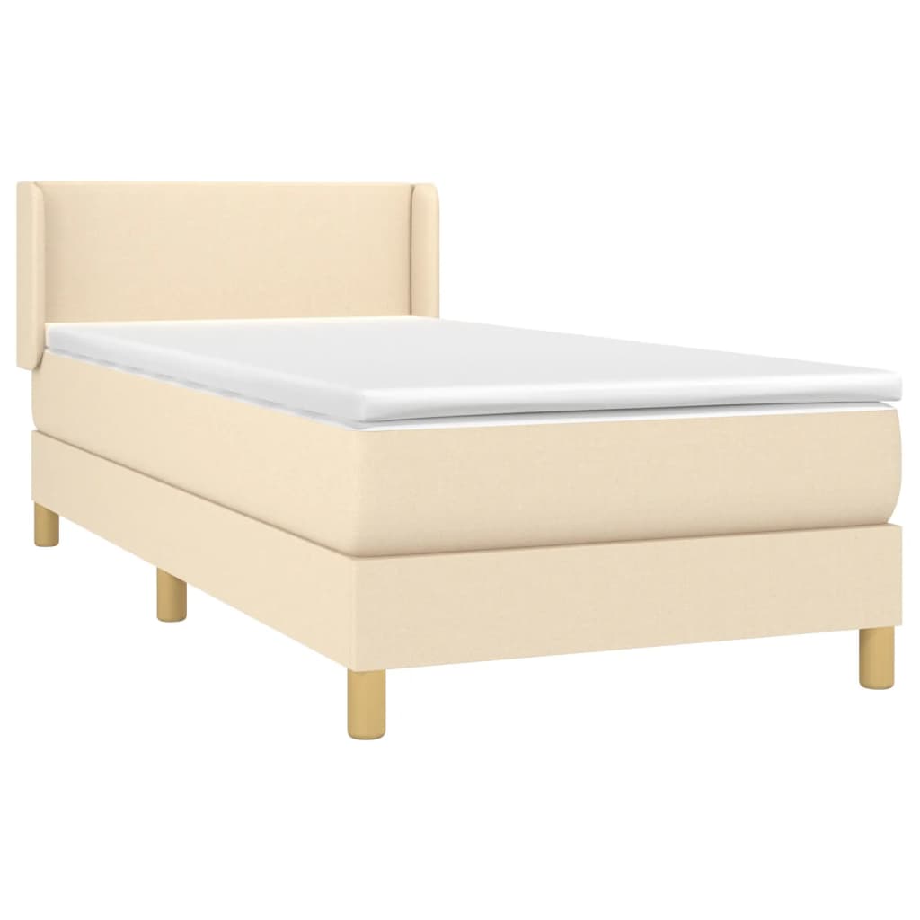 vidaXL Κρεβάτι Boxspring με Στρώμα Κρεμ 80 x 200 εκ. Υφασμάτινο