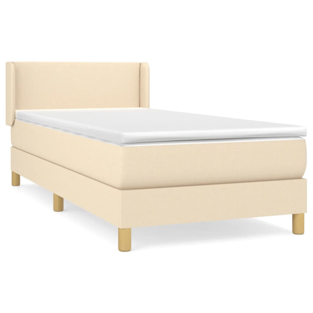 vidaXL Κρεβάτι Boxspring με Στρώμα Κρεμ 90x200 εκ.Υφασμάτινο