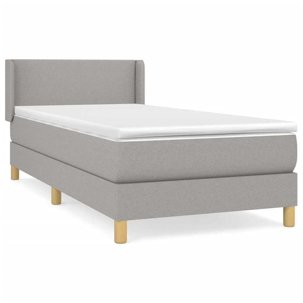 vidaXL Κρεβάτι Boxspring με Στρώμα Ανοιχτό Γκρι 100x200 εκ. Υφασμάτινο