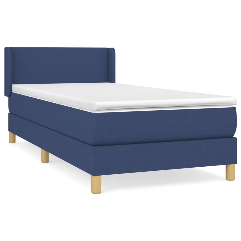 vidaXL Κρεβάτι Boxspring με Στρώμα Μπλε 100 x 200 εκ. Υφασμάτινο