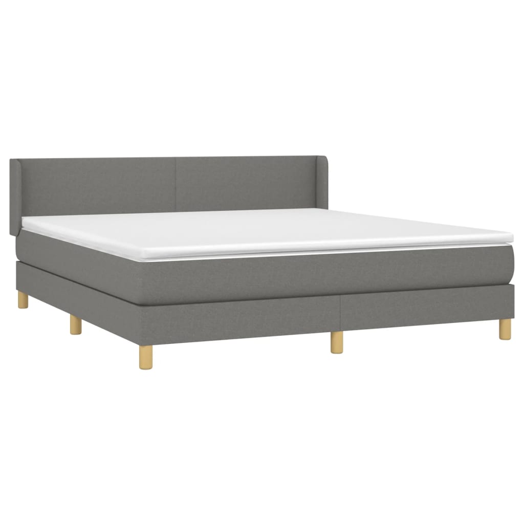 vidaXL Κρεβάτι Boxspring με Στρώμα Σκούρο Γκρι 160x200 εκ Υφασμάτινο