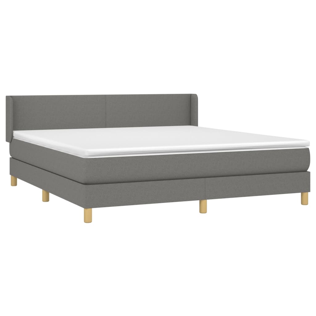 vidaXL Κρεβάτι Boxspring με Στρώμα Σκούρο Γκρι 180x200 εκ Υφασμάτιν
