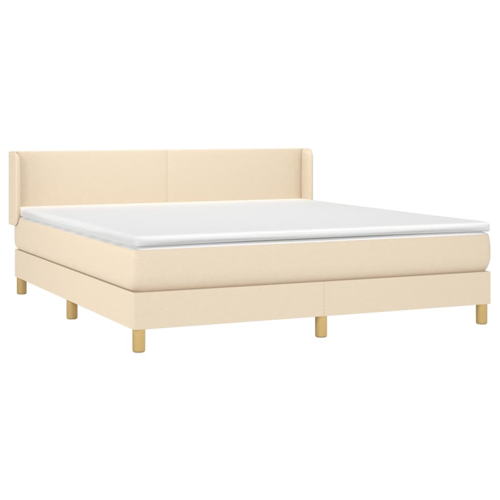 vidaXL Κρεβάτι Boxspring με Στρώμα Κρεμ 180x200 εκ. Υφασμάτινο