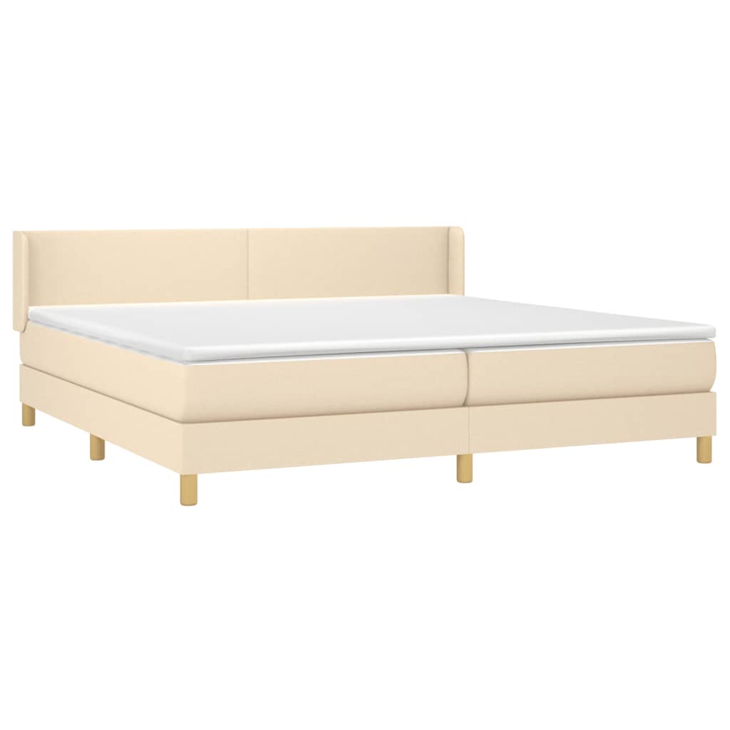 vidaXL Κρεβάτι Boxspring με Στρώμα Κρεμ 200x200 εκ. Υφασμάτινο