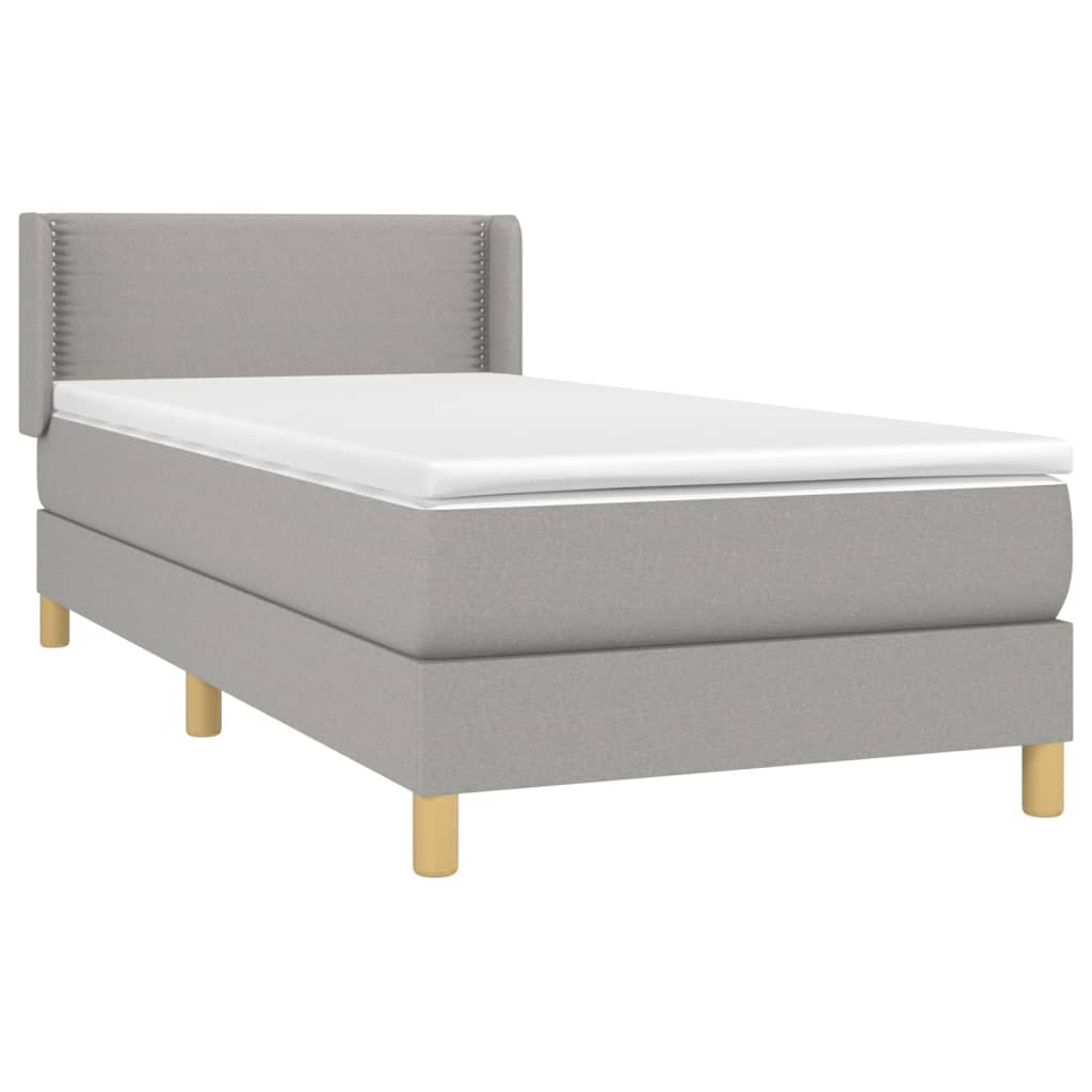 vidaXL Κρεβάτι Boxspring με Στρώμα Ανοιχτό Γκρι 80x200 εκ. Υφασμάτινο