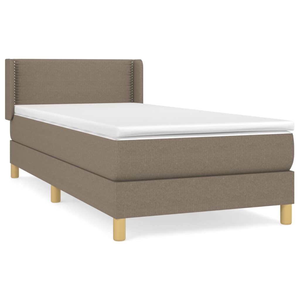 vidaXL Κρεβάτι Boxspring με Στρώμα Taupe 90x190 εκ.Υφασμάτινο