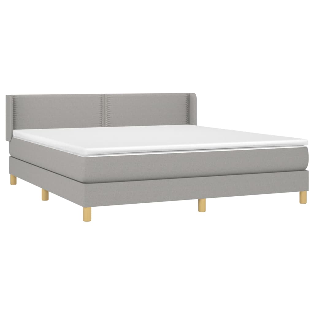 vidaXL Κρεβάτι Boxspring με Στρώμα Ανοιχτό Γκρι 180x200 εκ. Υφασμάτινο