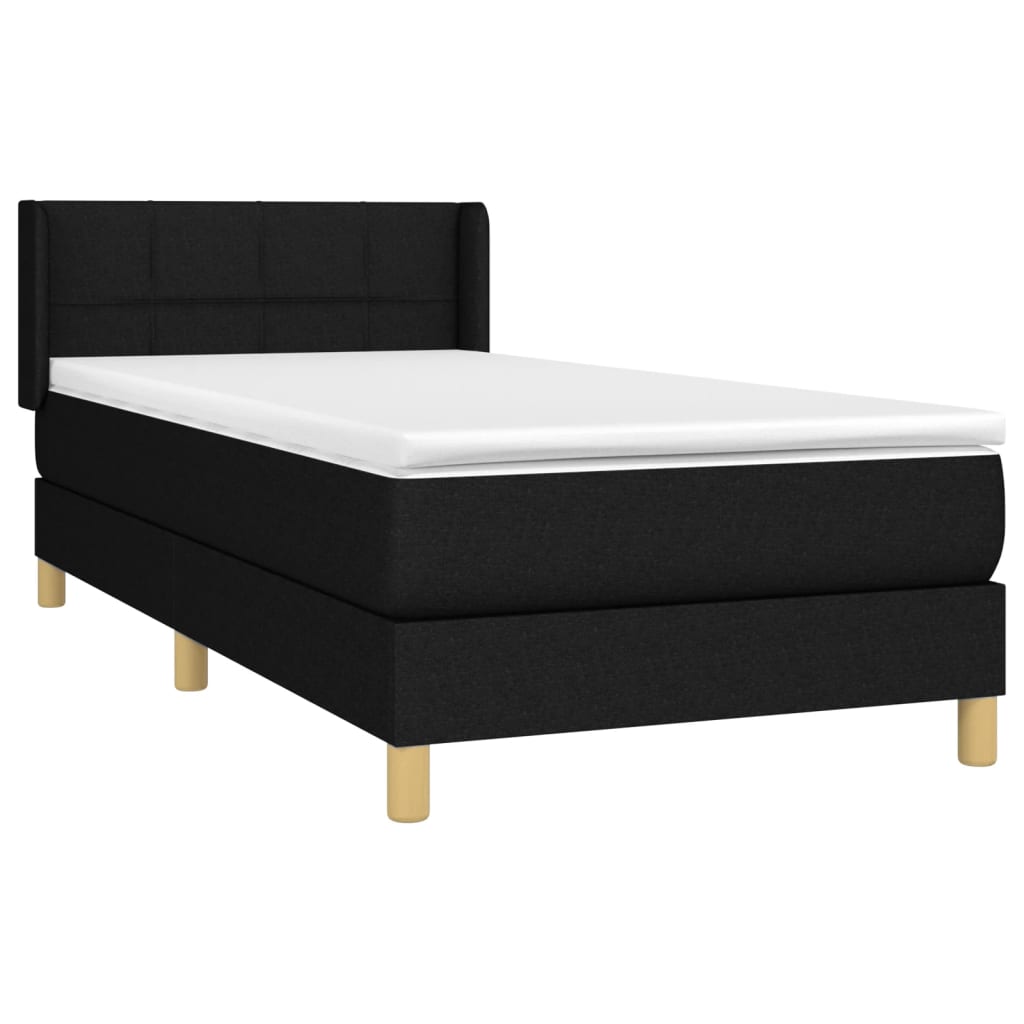 vidaXL Κρεβάτι Boxspring με Στρώμα Μαύρο 80 x 200 εκ. Υφασμάτινο