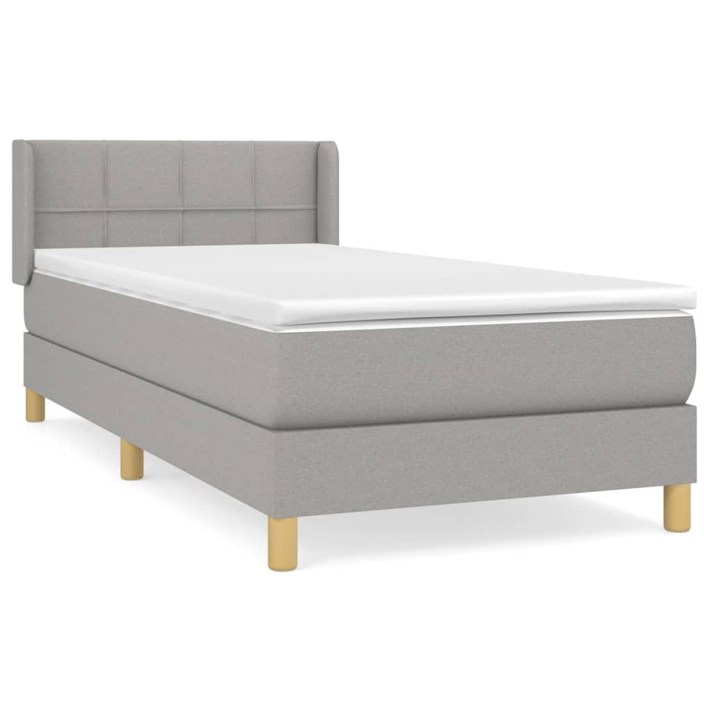 vidaXL Κρεβάτι Boxspring με Στρώμα Ανοιχτό Γκρι 100x200 εκ. Υφασμάτινο
