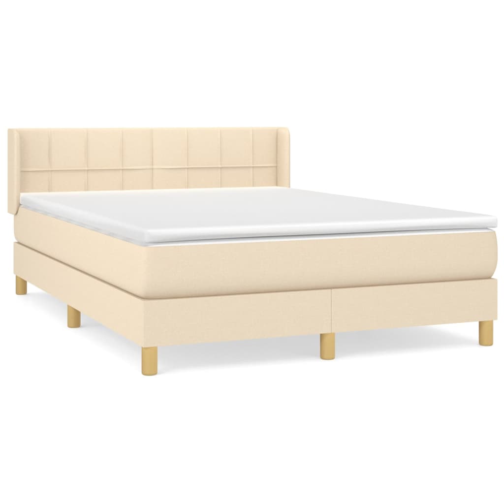 vidaXL Κρεβάτι Boxspring με Στρώμα Κρεμ 140x190 εκ. Υφασμάτινο