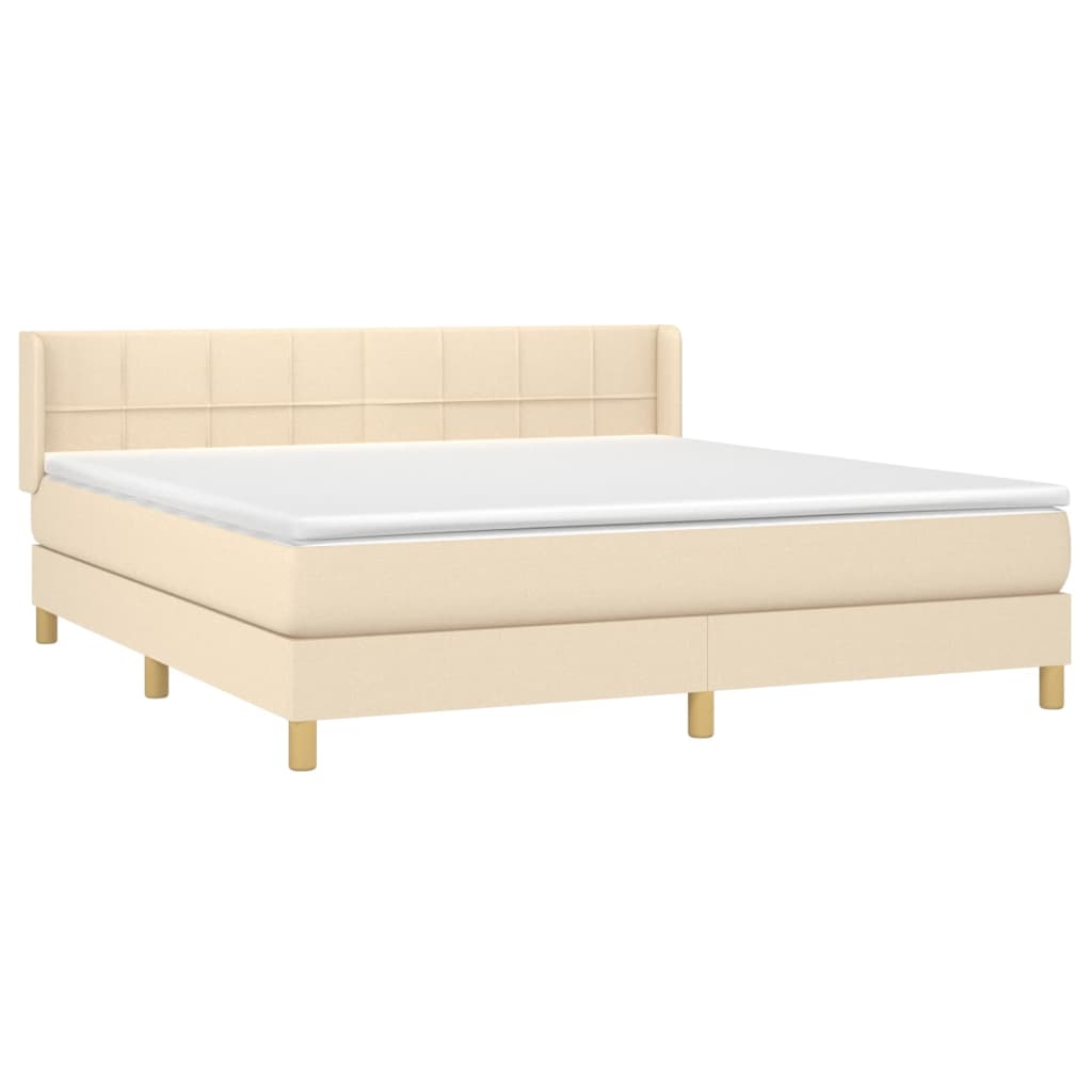 vidaXL Κρεβάτι Boxspring με Στρώμα Κρεμ 180x200 εκ. Υφασμάτινο