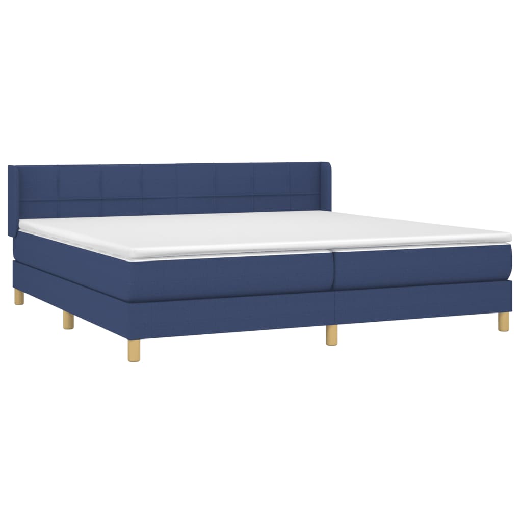 vidaXL Κρεβάτι Boxspring με Στρώμα Μπλε 200x200 εκ. Υφασμάτινο