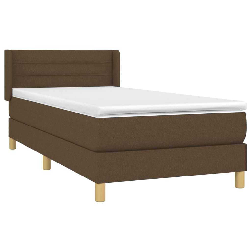 vidaXL Κρεβάτι Boxspring με Στρώμα Σκούρο Καφέ 80x200 εκ. Υφασμάτινο