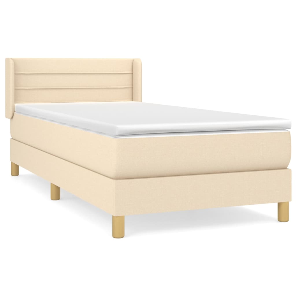 vidaXL Κρεβάτι Boxspring με Στρώμα Κρεμ 80 x 200 εκ. Υφασμάτινο