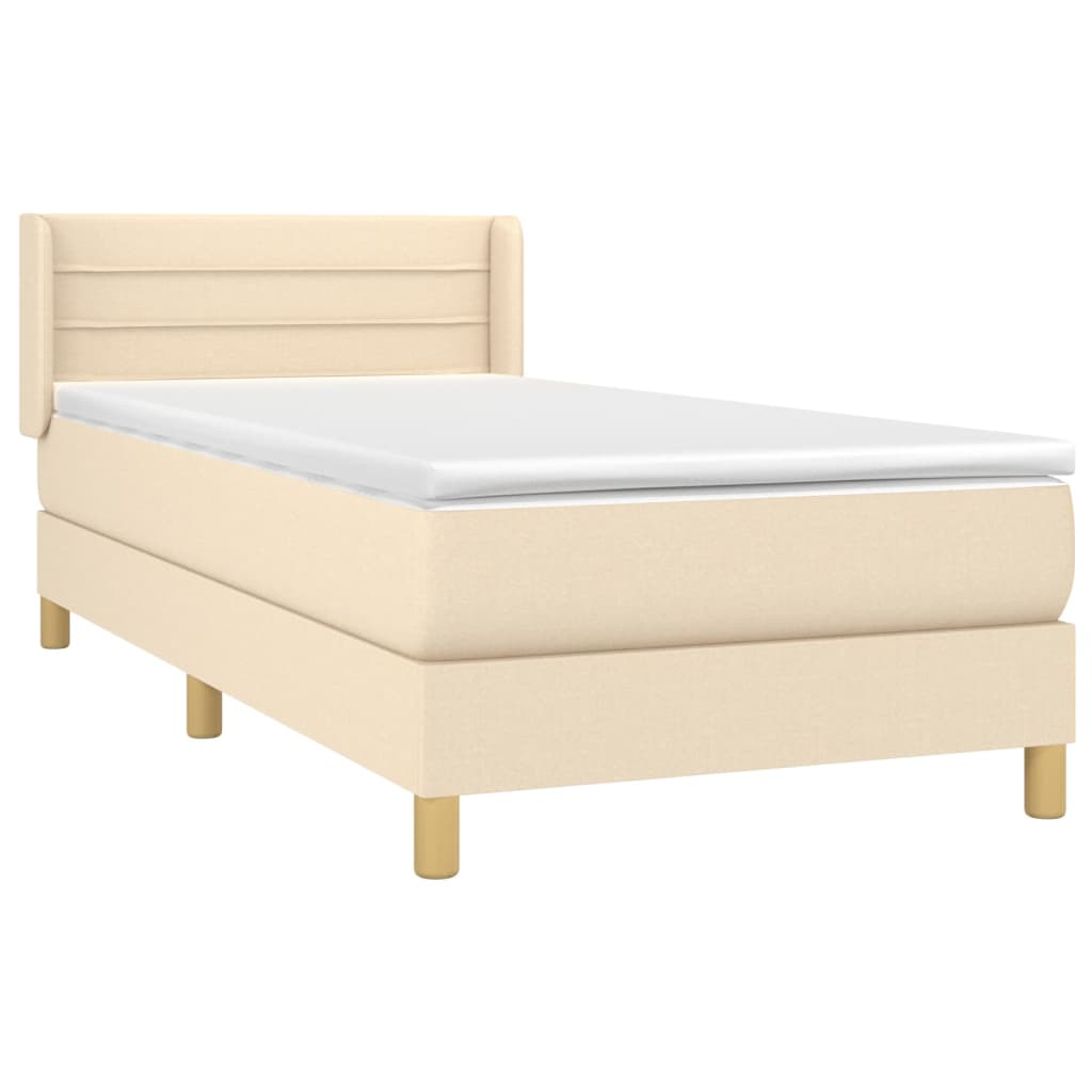 vidaXL Κρεβάτι Boxspring με Στρώμα Κρεμ 80 x 200 εκ. Υφασμάτινο