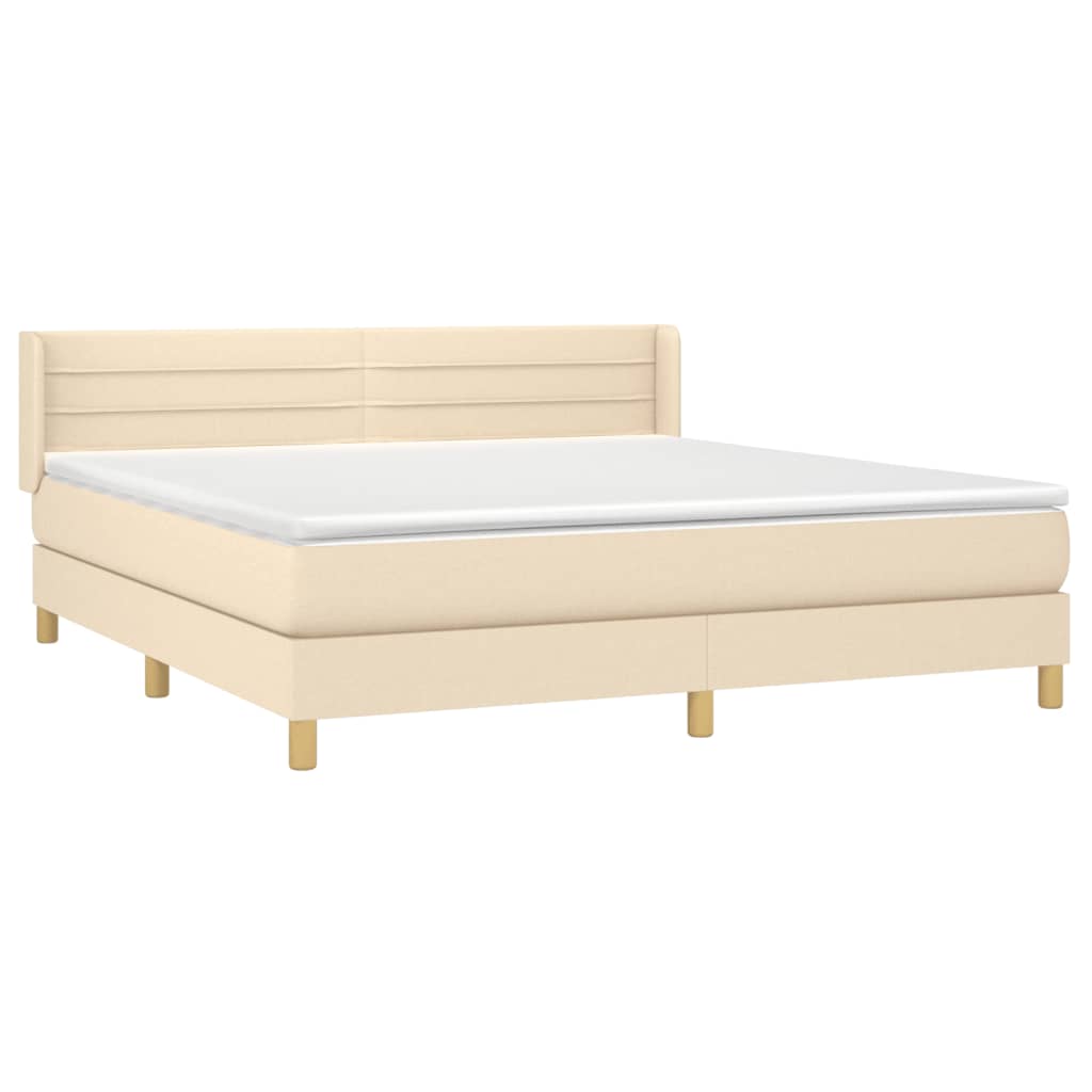 vidaXL Κρεβάτι Boxspring με Στρώμα Κρεμ 160x200 εκ. Υφασμάτινο