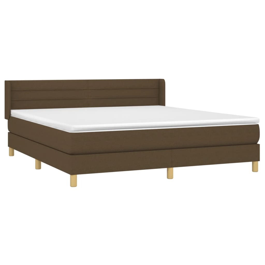vidaXL Κρεβάτι Boxspring με Στρώμα Σκούρο Καφέ 180x200 εκ Υφασμάτινο