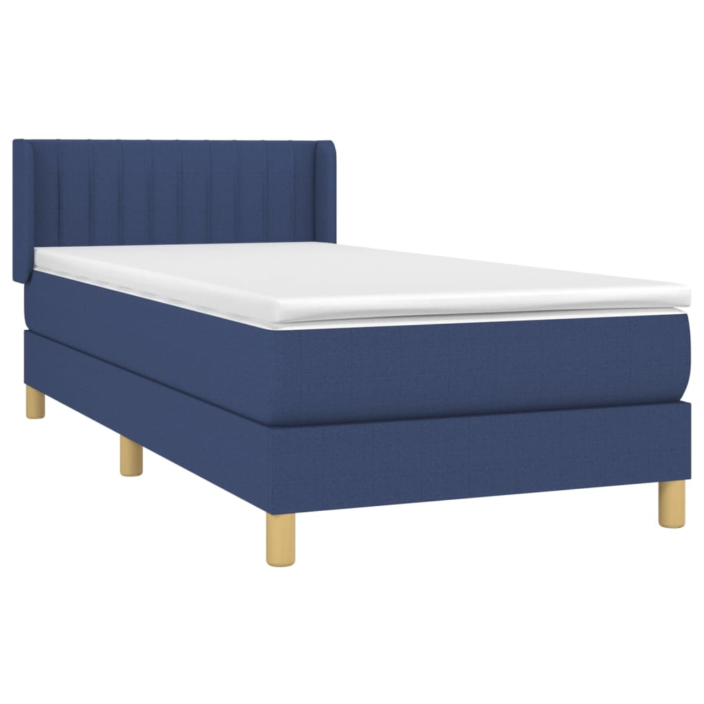 vidaXL Κρεβάτι Boxspring με Στρώμα Μπλε 100 x 200 εκ. Υφασμάτινο