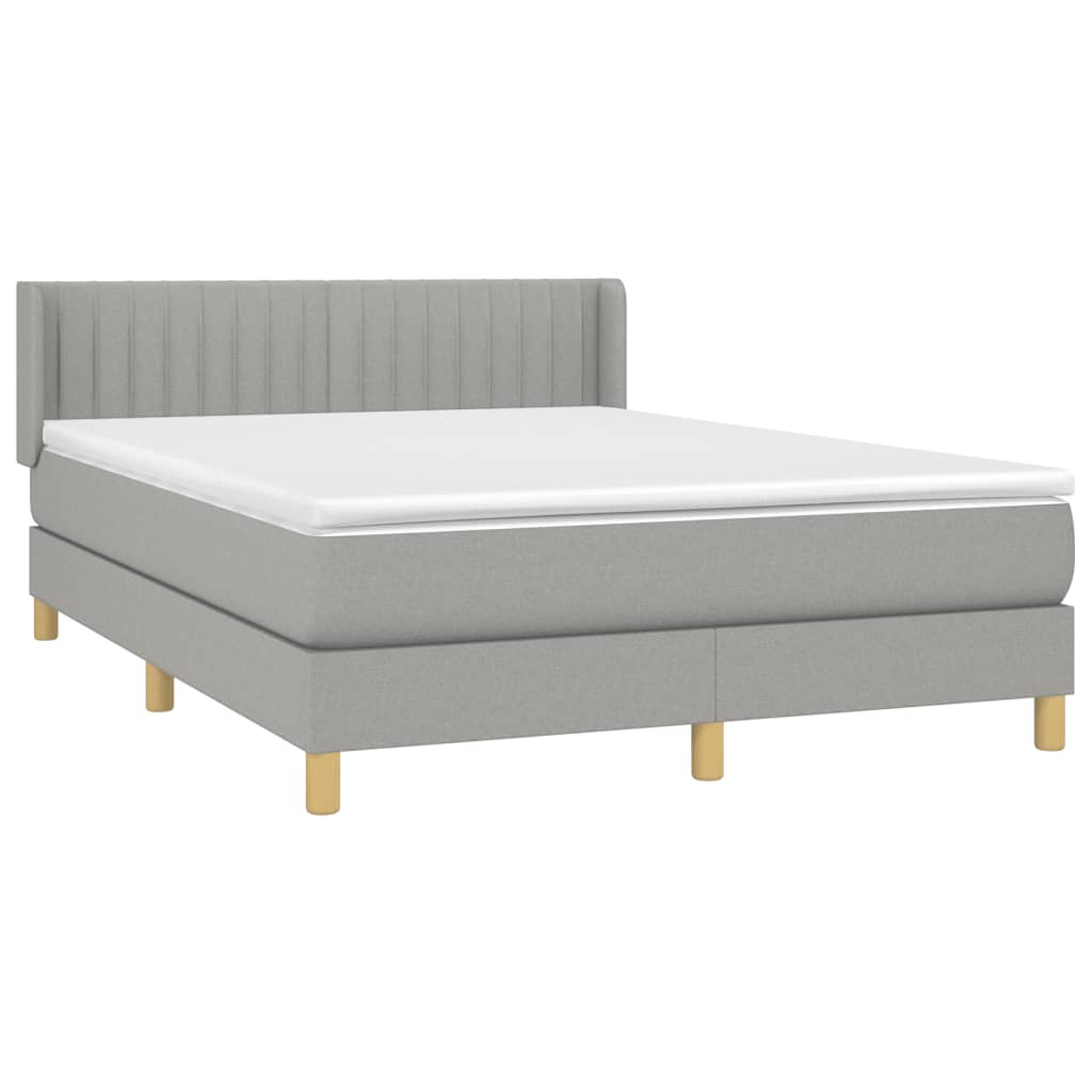 vidaXL Κρεβάτι Boxspring με Στρώμα Ανοιχτό Γκρι 140x190 εκ. Υφασμάτινο