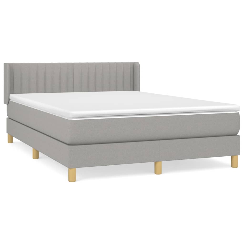 vidaXL Κρεβάτι Boxspring με Στρώμα Ανοιχτό Γκρι 140x200 εκ. Υφασμάτινο