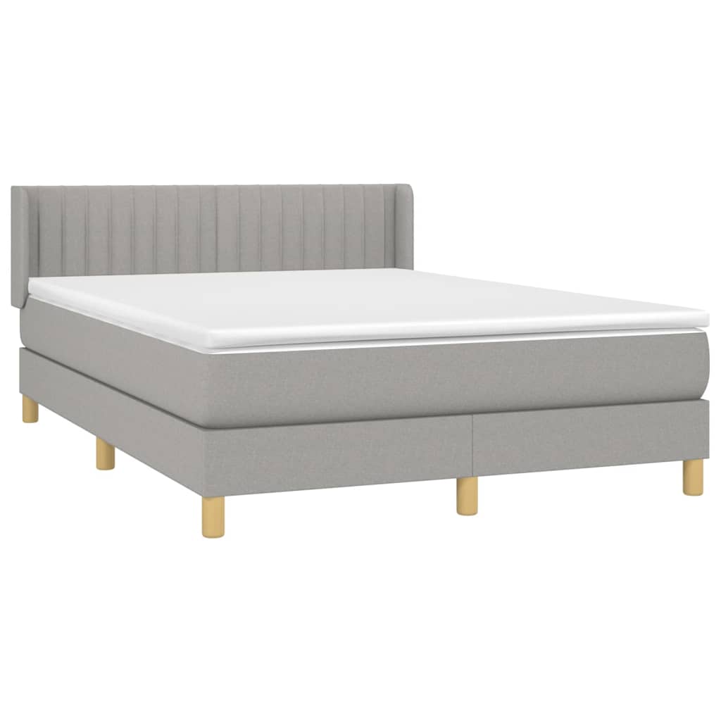 vidaXL Κρεβάτι Boxspring με Στρώμα Ανοιχτό Γκρι 140x200 εκ. Υφασμάτινο